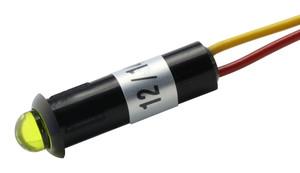 Piloto Diodo LED 12Vdc Ã˜6mm con Cable AMARILLO