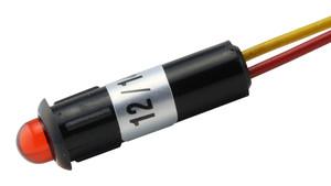 Piloto Diodo LED 12Vdc Ã˜6mm con Cable ROJO DH