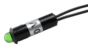 Piloto Diodo LED 230Vac Ã˜6mm con Cable VERDE