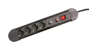 BASE MÃºltiple 4 Tomas Schuko con Proteccion , Interruptor y Cable 1,5m NEGRO