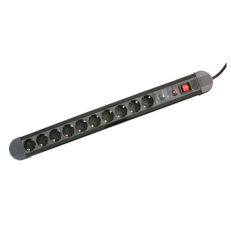 Base Multiple 10 Enchufes Interruptor Cable 1,5m NEGRO