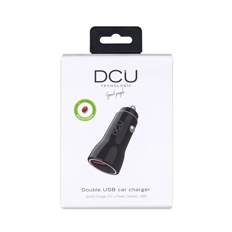 CARGADOR USB-Ax2 5Vdc 4,2Ah Mechero Coche Negro DCU