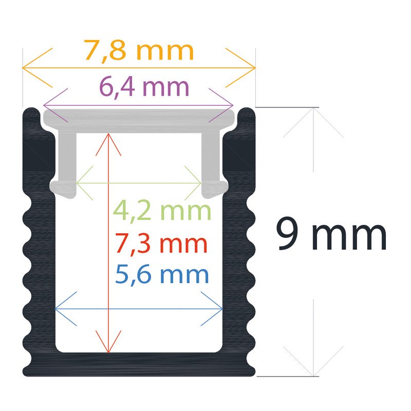 Perfil LED Superficie Extrafino 7,8×7,8mm Opal 2m