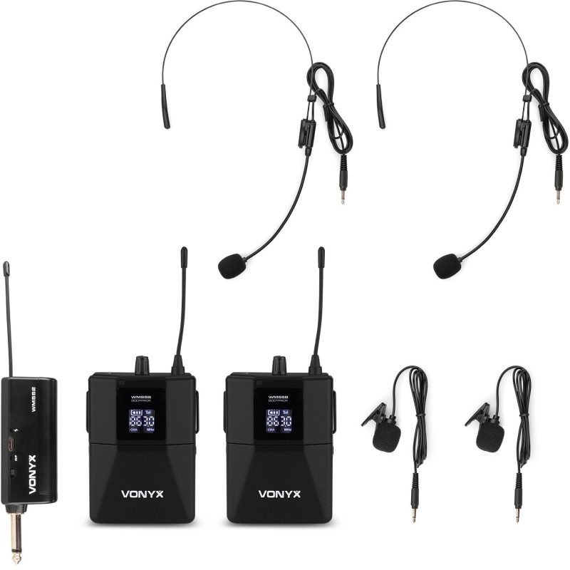 2 Microfonos Inalambricos Petaca Portatil UHF VONYX WM552B