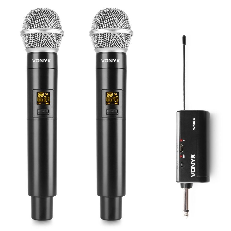 2 Microfonos Inalambricos Mano Portatil UHF VONYX WM552