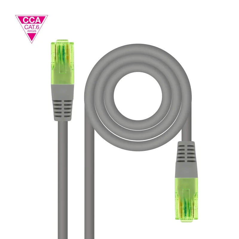 Latiguillo RJ45 Cat6 UTP AWG26 CCA 1,5m GRIS NANOCABLE