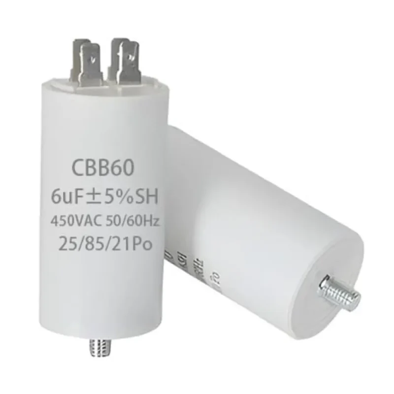 Condensador Motor 6uF 450Vac 35x68mm FASTON y M8 12AG023