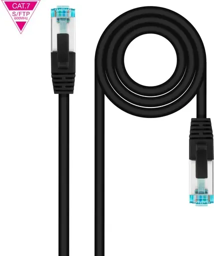 Latiguillo RJ45 Cat7 S/FTP CU 1m NEGRO NANOCABLE