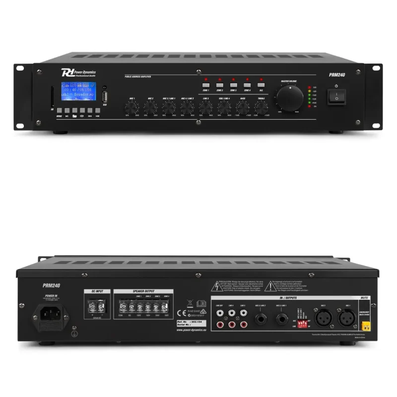 Amplificador PA 240Wrms MP3/BT 4MIC 2AUX PD