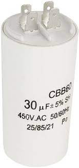 Condensador Motor 30uF 450Vac 45x90mm Sin Torno Terminales Faston