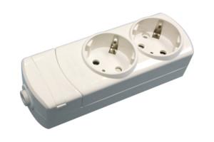 Base Multiple 2 Enchufes Schuko sin cable BLANCO