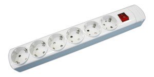 Base Multiple 6 Enchufes Schuko Sin cable Con Interruptor BLANCO