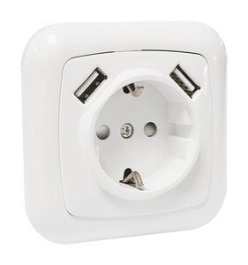 Base Schuko empotrar con 2 Tomas USB