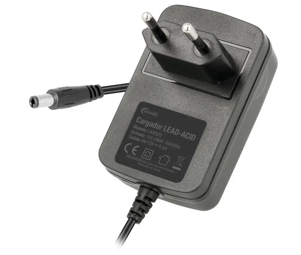 CARGADOR Batería PLOMO 6V-12V/500mAh Conector y Pinzas