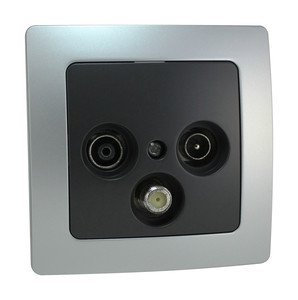 Base Antena Empotrar TV + Radio y Satelite PLATA/GRIS