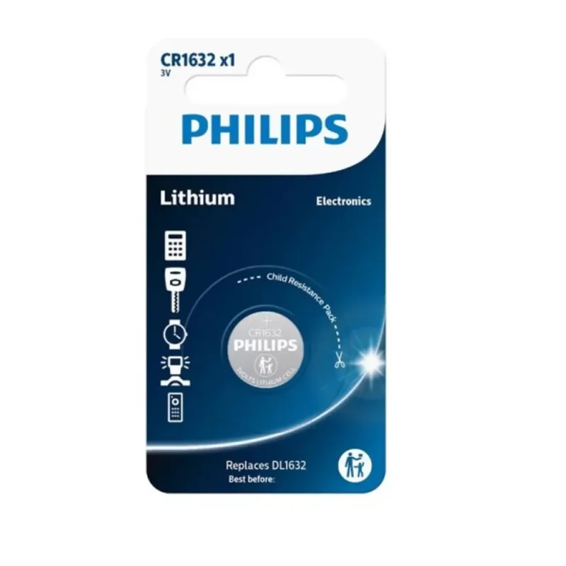 Pila Litio CR1632 PHILIPS 3Vdc (Blister 1 Pila)