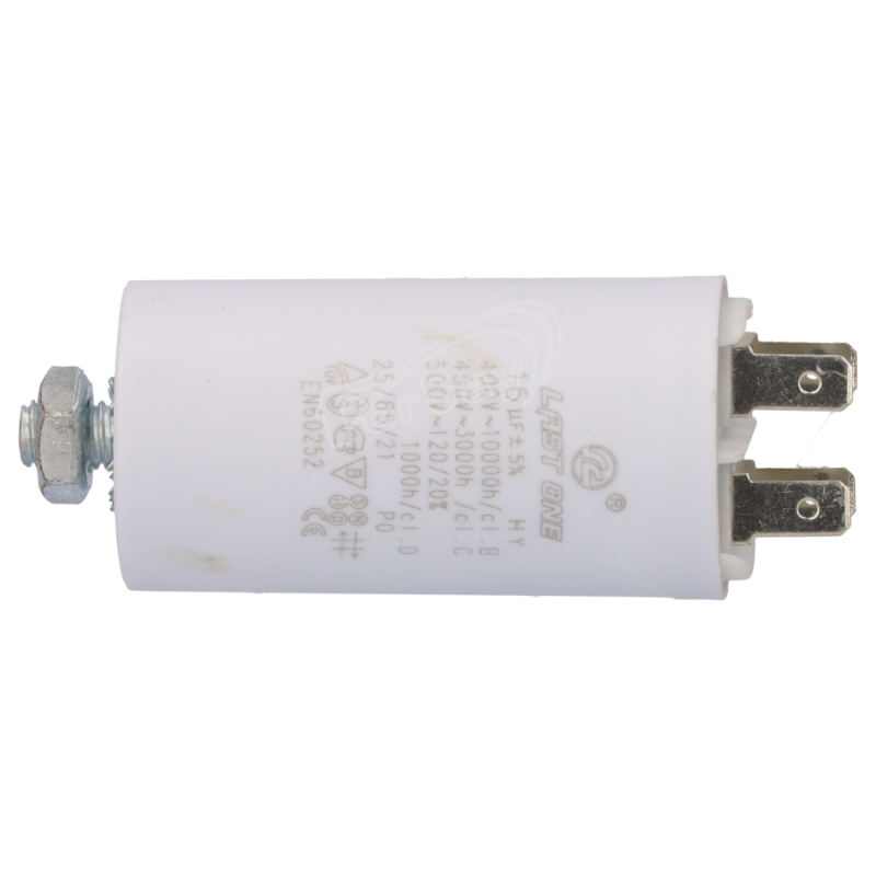 Condensador Motor 16uF 450Vac 40x70mm FASTON + torno M8