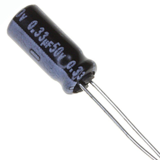 Condensador Electrolitico 0,33uF 50Vdc medidas 4x5mm Radial