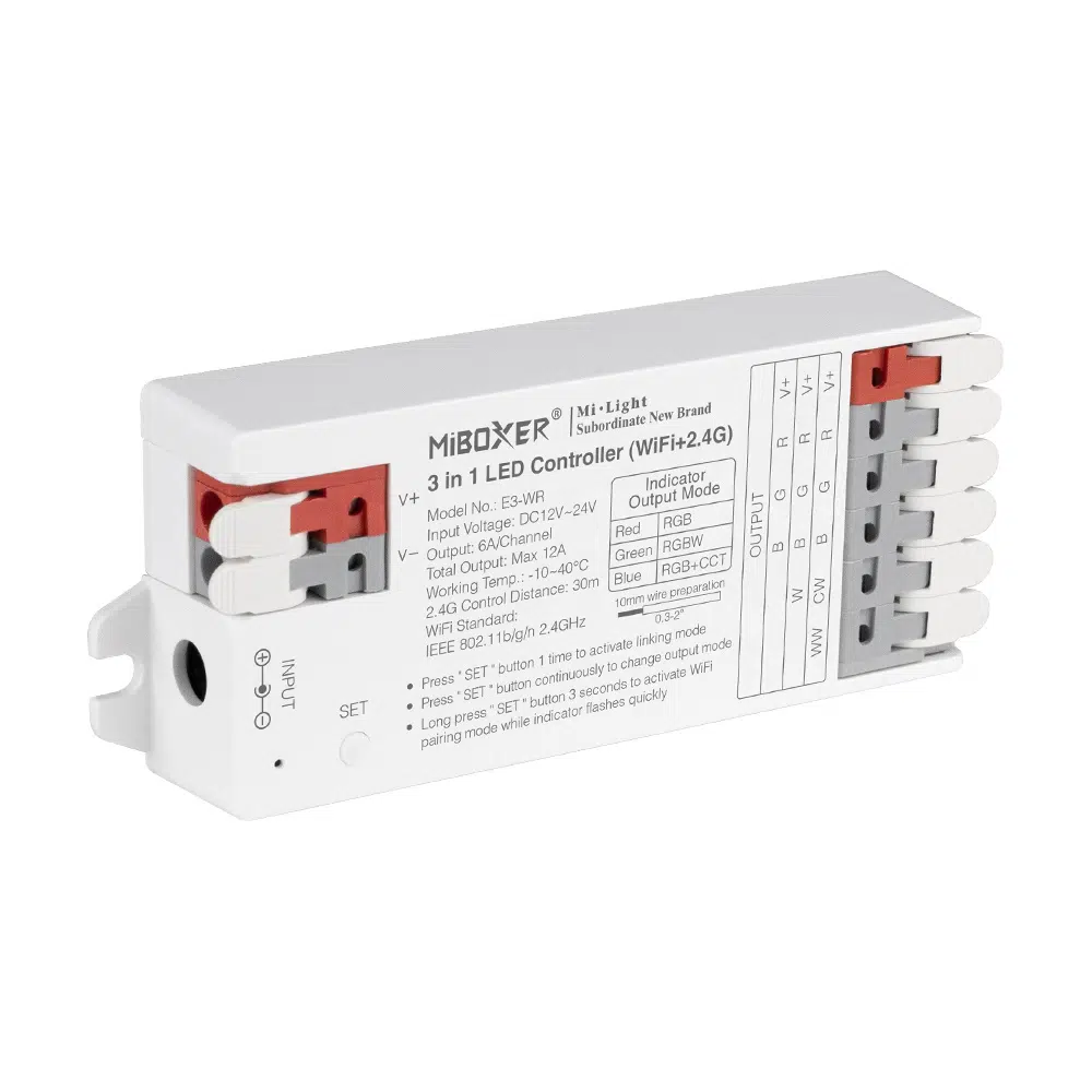 Controlador LED RGB RGBW RGB+CCT 12V/24V 15A WiFi MIBOXER