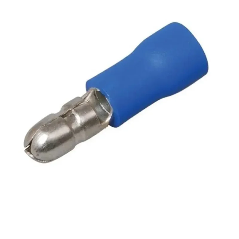 Terminal Cilindrico Macho Aislado 4mm AZUL (100uds.)