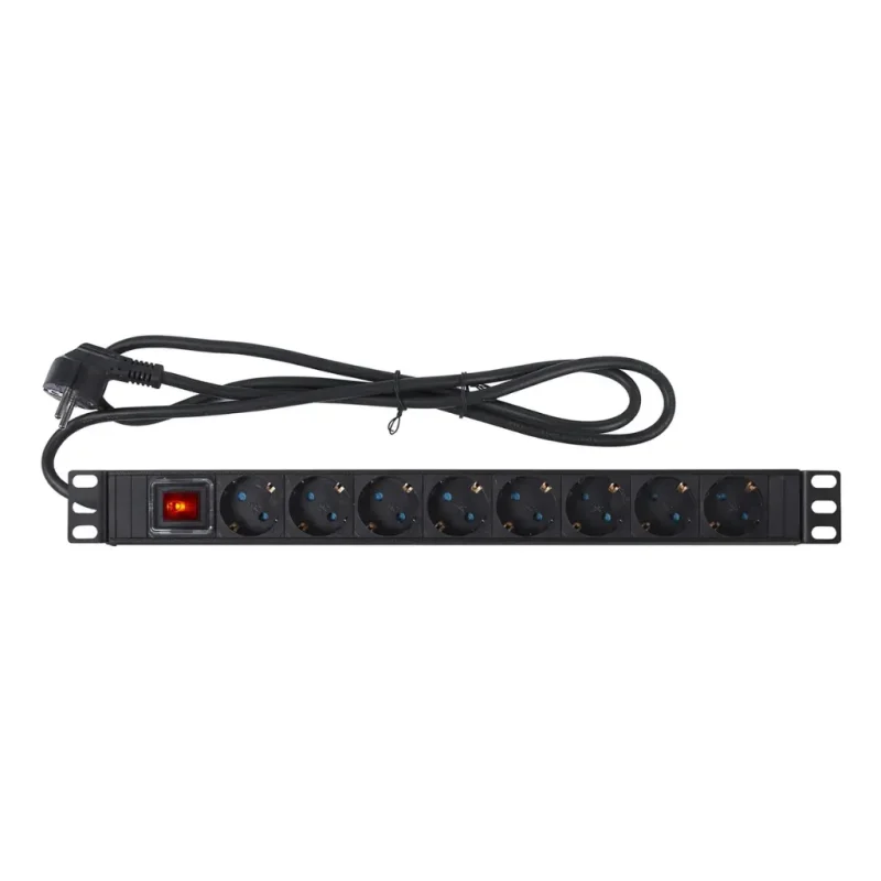 Regleta Rack  8 Enchufes Schuko para 19in 1U