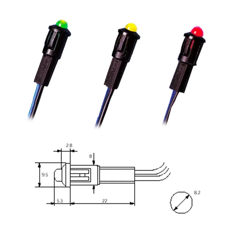 Piloto Led 5mm c/Cable 220Vac Luminoso AZUL