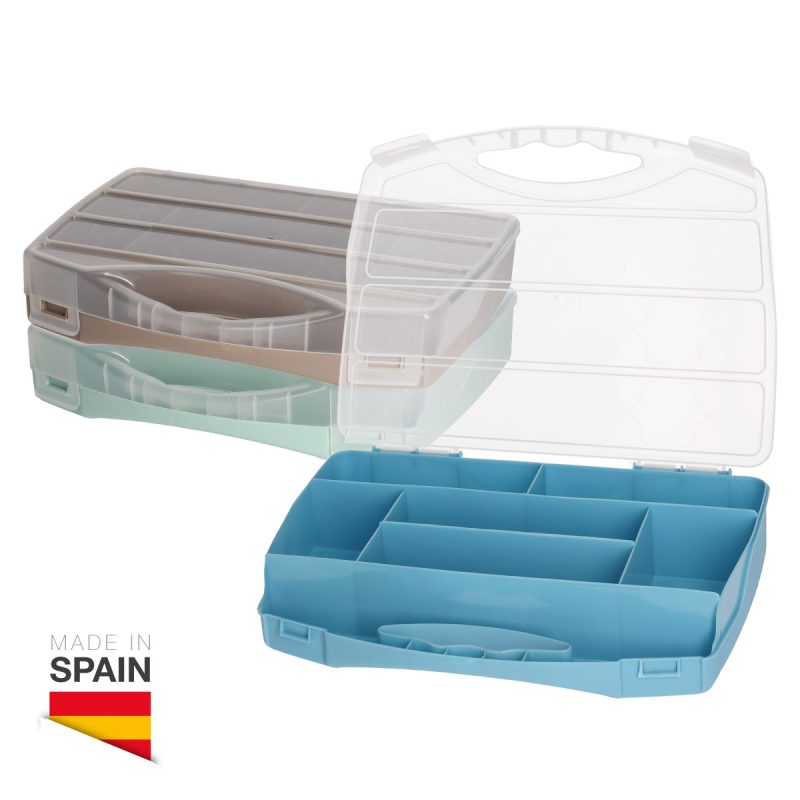 Caja organizadora de herramientas con 7 compartimentos – 12u retráctil