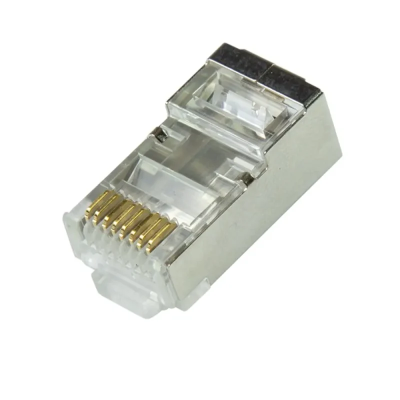 Conector RJ45 FTP Cat6a Blindado Dorado 8P8C