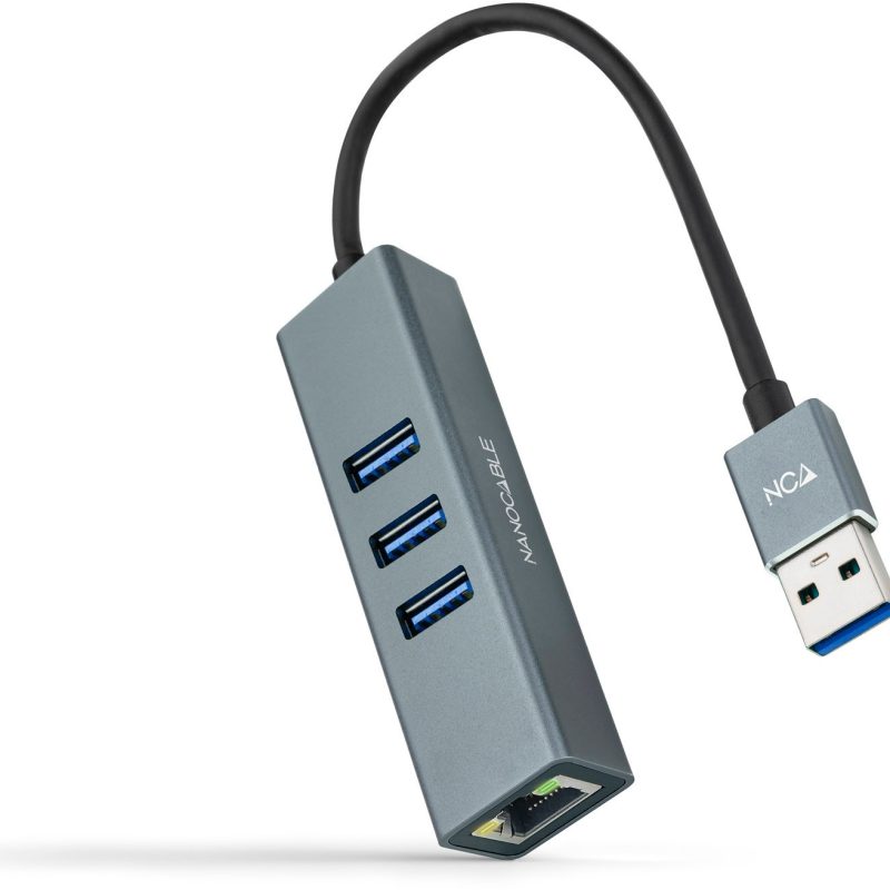 Conversor USB 3.0 a RJ45 Gigabit Hub 3xUSB NANOCABLE