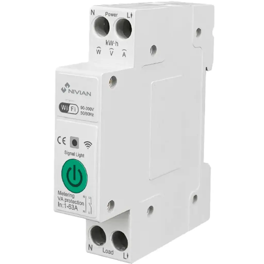 Interrupor WiFi Carril DIN 63A NIVIAN ENERGYMETER65DIN