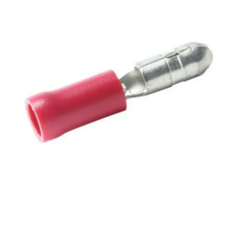 Terminal Cilindrico Macho Semi Aislado 4mm ROJO (100uds.)