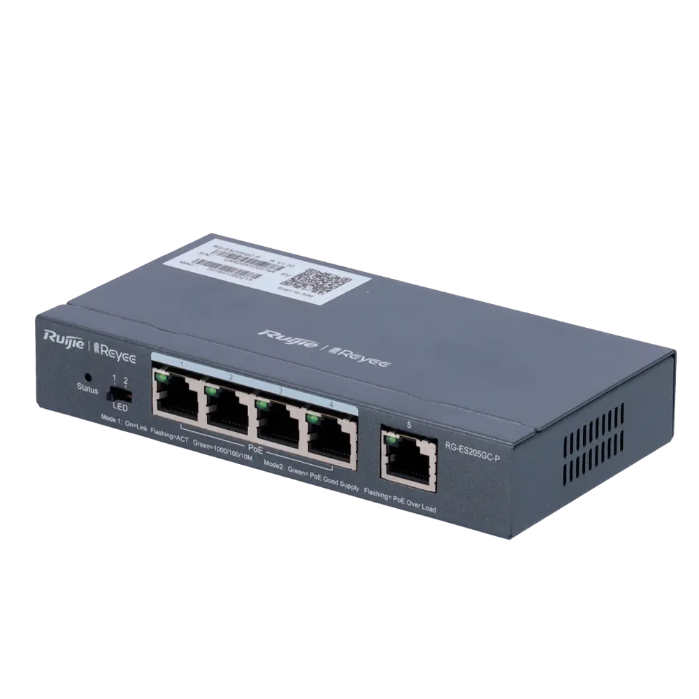 Switch PoE Gigabit 4P+1P Gestionable Cloud REYEE