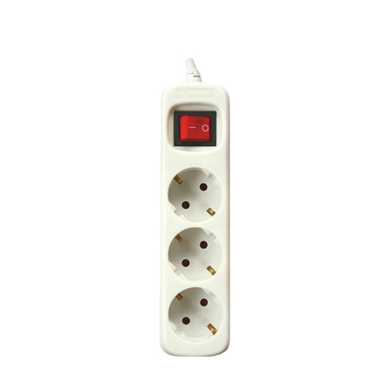 Base Multiple 3 Enchufes Interruptor y Cable 1,5m BLANCA