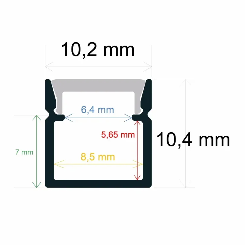 Perfil LED Superficie 10,2×10,4mm Opal 2m