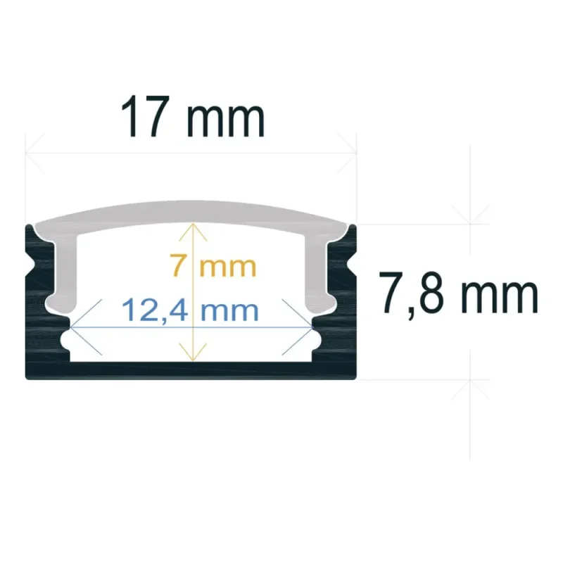 Perfil LED Superficie 17×7,8mm Opal 2m