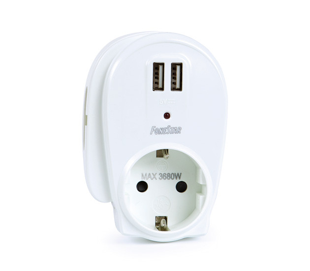Cargador USB RED 230V a 5Vdc  2,1Amp