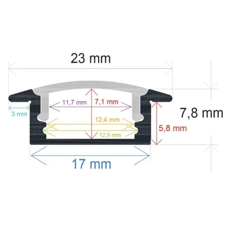 Perfil LED Empotrable 23×7,8mm Opal 2m