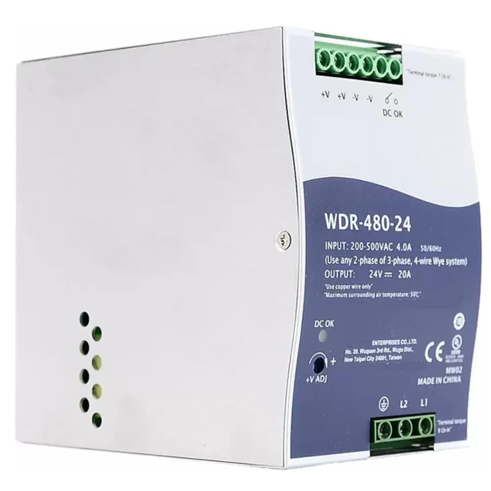 Fuente Alimentacion Carril DIN 24Vdc 480W 20A 180-550VAC MW