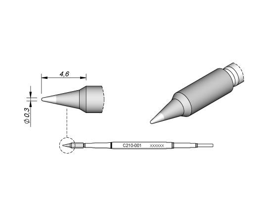 Cartucho Punta Conica 0,3mm T210 JBC C210-001