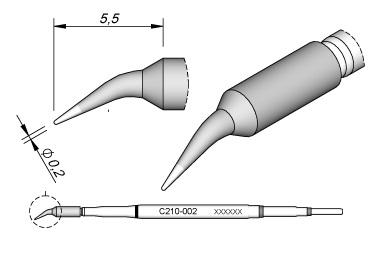 Cartucho Punta Curva 0,2mm T210 JBC C210-002
