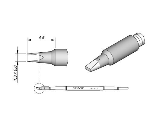 Cartucho Punta Cincel 0,6×1,3mm 4,5mm T210 JBC