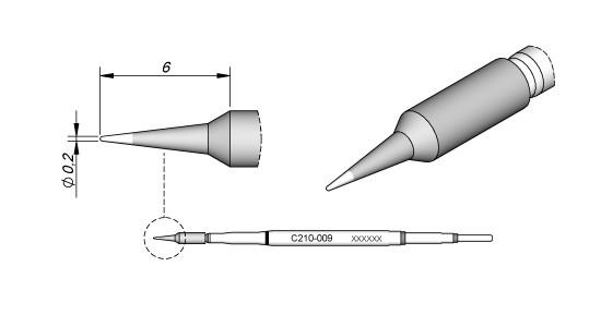 Cartucho Punta Conica 0,2mm T210 JBC C210-009