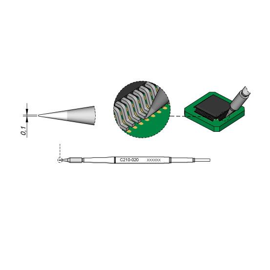Cartucho Punta Conica 0,1mm T210 JBC C210-020