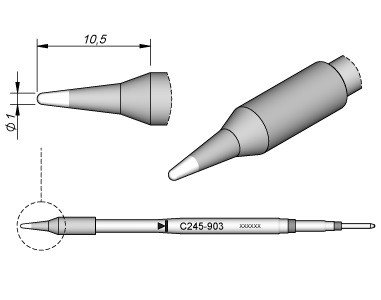 Punta Conica Cartucho 1mm S1 T245A JBC C245903