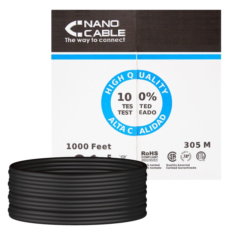 Cable UTP Cat5e Exterior CCA NEGRO (305m) NANOCABLE