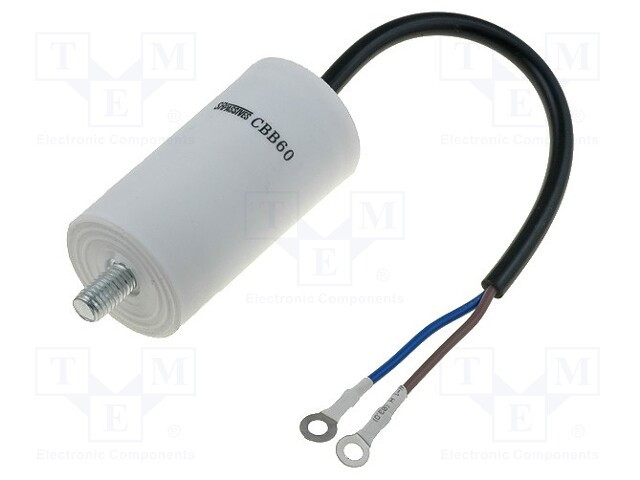 Condensador Motor 10uF 450Vac Ã˜40x70mm CABLES + Torno M8