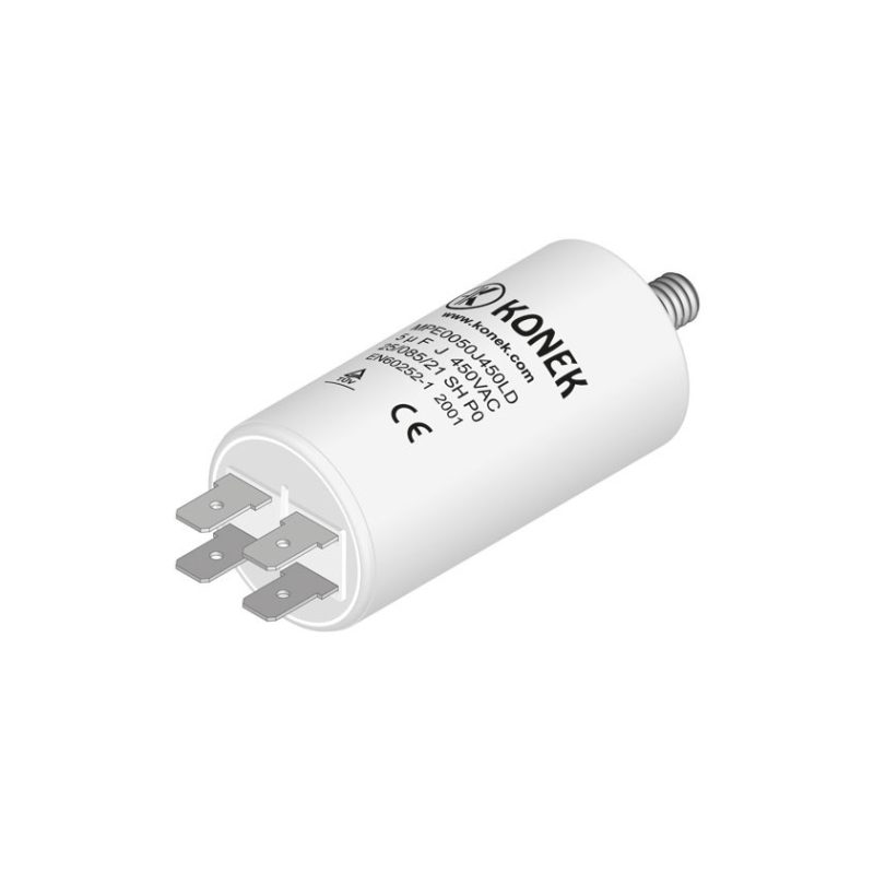 5uF 450Vac Condensador Motor 34x65mm FASTON + Torno M8