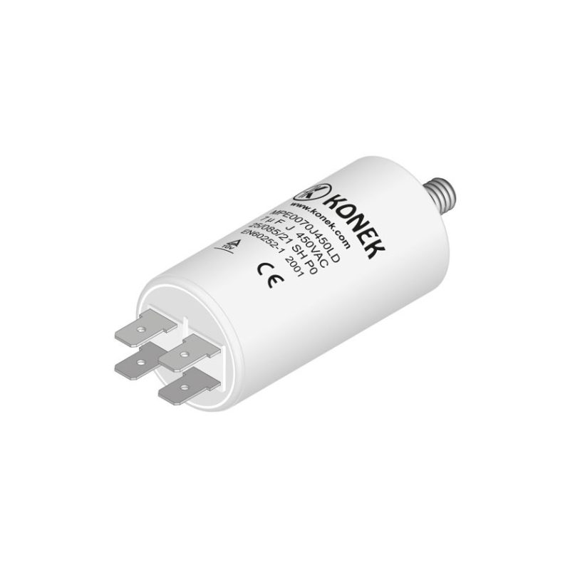 Condensador Trabajo Motor 7uF 450Vac Faston 28x55mm M8