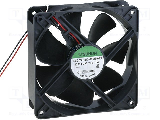 Ventilador 12Vdc 120x120x38mm 5,1W 2 Cables BOLAS