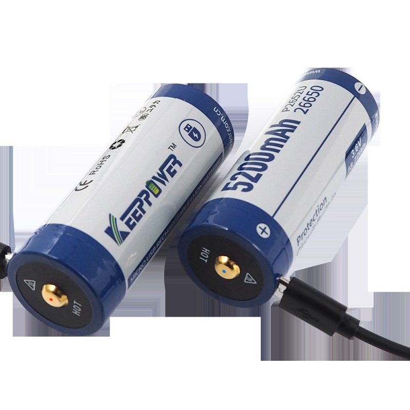 Baterias Recargable ICR26650 con Cable Cargador USB (2 unidades)